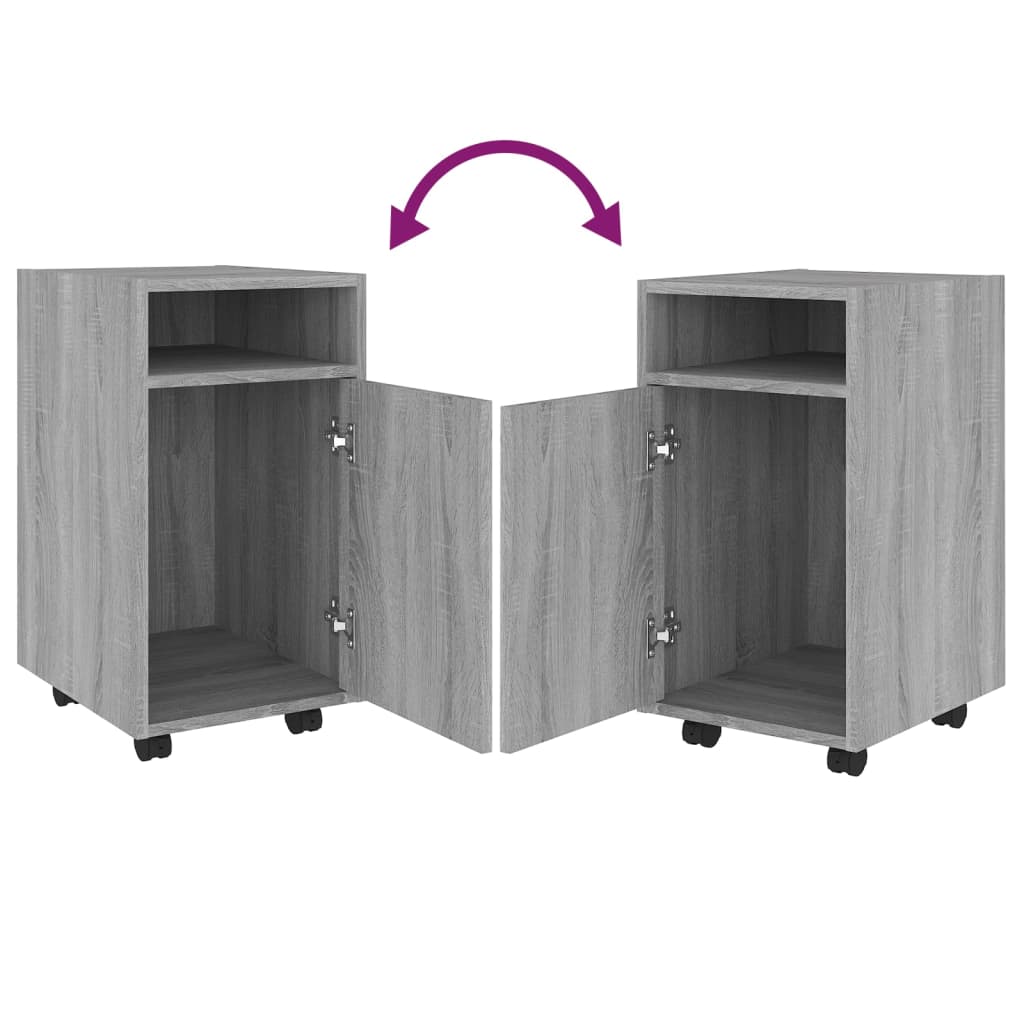 Side Cabinet with Wheels Grey Sonoma 33x38x60 cm Engineered Wood